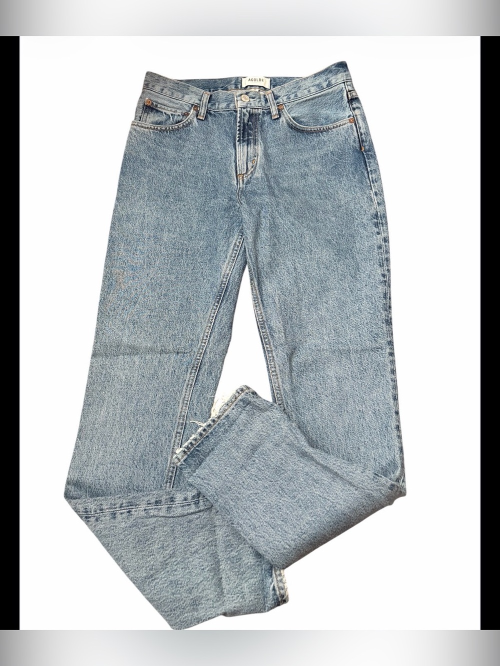 AGOLDE Lyle Low Rise Slim Jeans Size 26 Medium Wash Straight Leg Denim - Picture 4 of 6